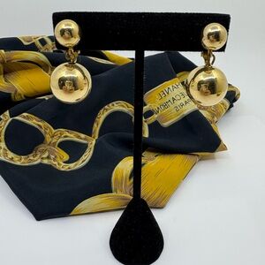 90’s gold dangle ball shaped earrings - clip ons